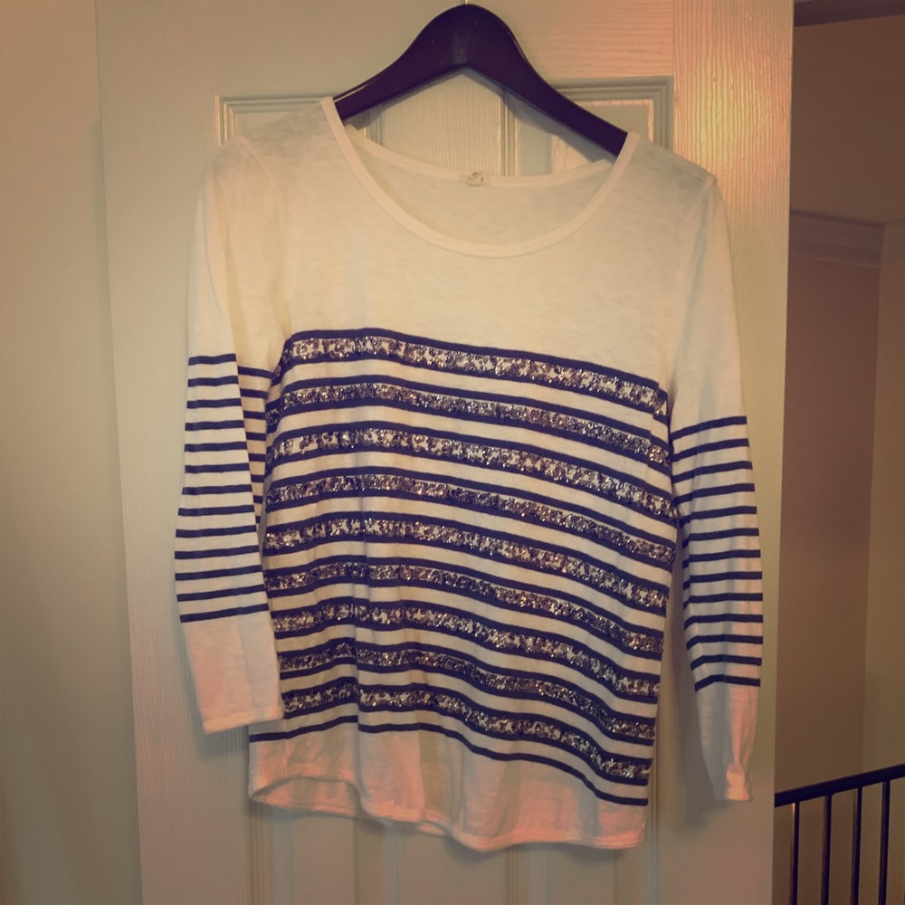 J Crew Sequin 3/4 sleeve shirt